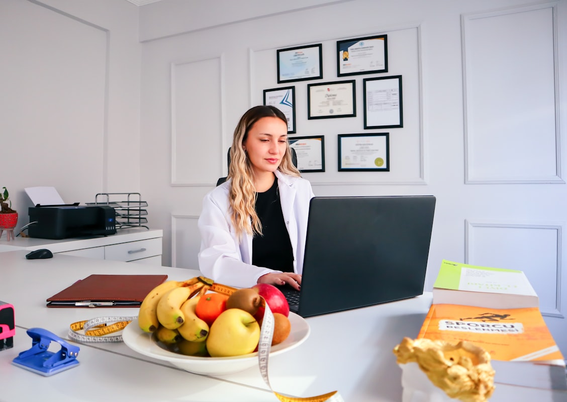 Healthy nutrition and wellness workspace with fresh ingredients